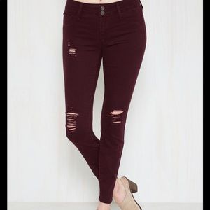 Burgundy skinny jeans